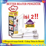 BETTER BEATER Hand Mixer isi 2 Pcs - Pengocok Otomatis Manual Ditekan Bisa Mutar Sendiri - Pengocok 