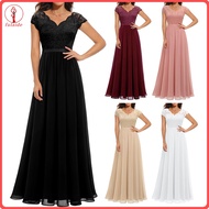 fulaide Womens Lace V-Neck Evening Dress Long A-Line Chiffon Bridesmaid Dress Mother of The Bride We