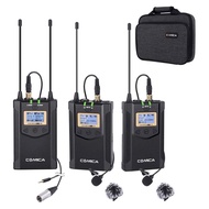 Wireless Microphone COMICA CVM-WM100 Plus 48-Channel Professional UHF Dual Wireless Lavalier Lapel Microphone System