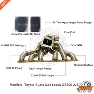 JKVK RACING SS304 3mm Steam Pipe T4 twin scroll  Equal Length Turbo Header for Supra MK4 2JZGE 2JZ G