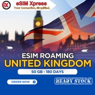 eSIM Inggris United Kingdom 50 GB Data | 180 Days | eSIM Roaming | eSIM Travel UK