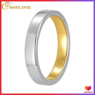 BONLAVIE 4mm Silver Tungsten Ring for Men Women Classic High Polished Replacement Wedding Bands Inside Gold Plated Engagement Promise Ring Comfort Fit Size 6-11
