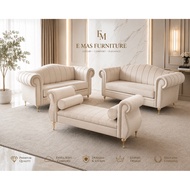 Luxury Velvet Sofa Set 3+2+Bench Modern Chesterfield Living Room Sofa（Offer set）