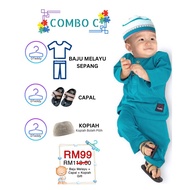 BAJU MELAYU BABY + KOPIAH + CAPAL SET COMBO C BABY BOYS CLOTHING SET