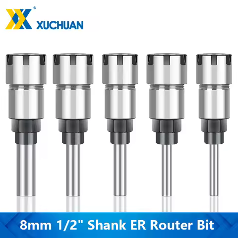 Router Bit Holder Set 1/4" 8mm 1/2" Shank Router Bit Extension Rod & ER 16 20 Spring Collet Chuck Fo