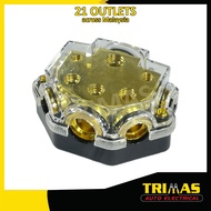 TRIMAS Gold Plated Copper Car Audio Amplifier Power Distribution Block 1 In 5 Out 7AWG 3AWG 1AWG 0AW