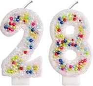 2.8" Pearl Sequin Number Candles-Many Colors 28th 82nd Birthday giftsbirthday Decorations Birthday C