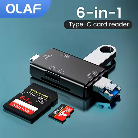 OTG 6 in 1 Card Reader Micro SD TF Card Reader USB Flash Drive Smart Memory Card Reading USB 2.0 TF 