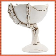 (XARY) 1 PCS Halloween Candy Bowls Skeleton Hands Candy Dish White Resin Skull Bowl Rustic Halloween