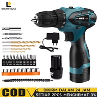 Mesin Bor Cas Charger 12V Cordless Drill Set Mata Bor/bor baterai cas komplit/bor tangan listrik/bor