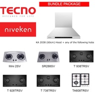 (HOOD + HOB) Tecno KA 2038 (60cm) Chimney Cooker Hood with Free Hob Bundle Package