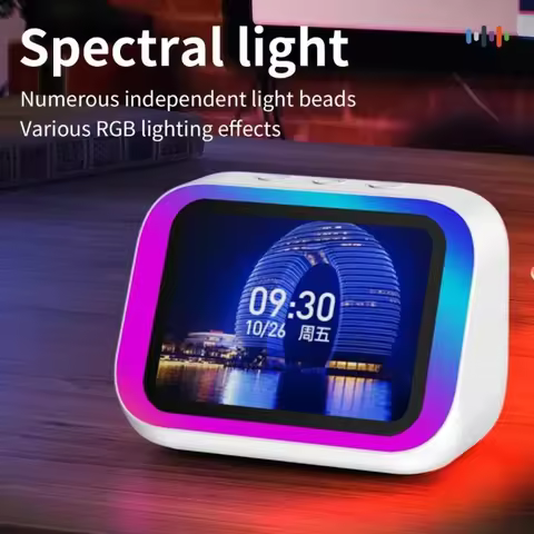 TF26pro AI Smart Bluetooth Speaker with Large RGB Screen Weather Forecast Digital Alarm Clock Voice