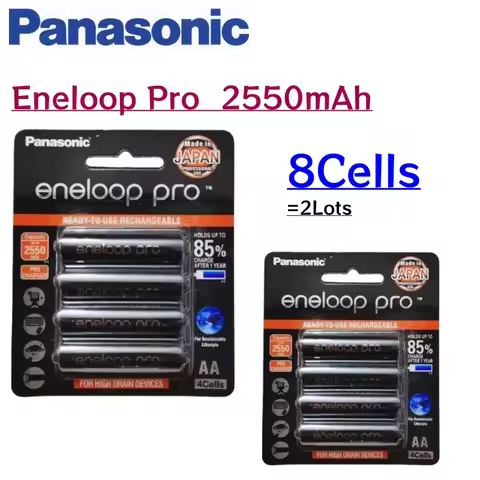 8Cells Original Panasonic Eneloop Pro AA 2550mAh 1.2V Ni-MH Rechargeable Battery Pre-Charged For Cam