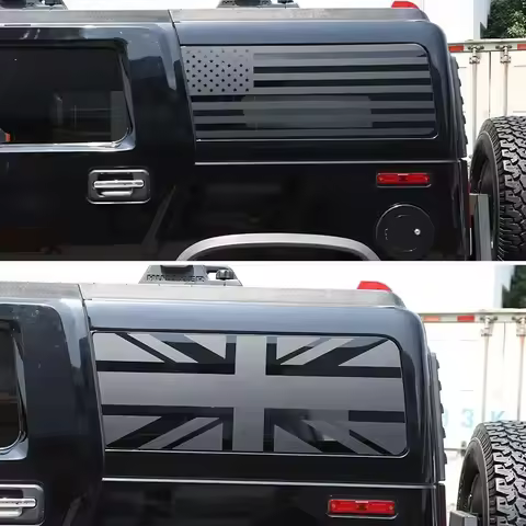For Hummer H2 2003-2009 H3 2005-2009 Car Styling PVC Black/Red Car Rear Window Windshield Graphic De