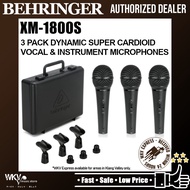 Behringer XM1800S (3-Pack) Dynamic Microphones with Carrying Case (XM 1800S / XM-1800S/ XM8500/ XM 8