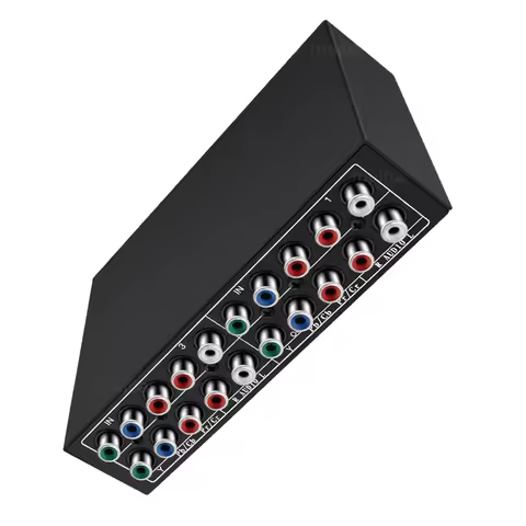 3-Way RGB Component AV Video Switch Selector 3 in 1 out 5 RCA L/R Ypbpr Component Switcher Converter