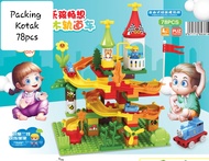 Marble Run / Balok Susun Partikel Besar Rail Kereta / Lego Duplo