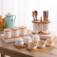 Kitchen Ceramic Spice Jar Set Seasoning Dispensers Bekas Rempah Ratus Serbaguna