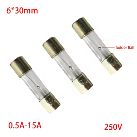 T0.5A T500MA T1A T2A T3A T4A 5A 8A 10A 15A 250V AC 6*30mm 6x30mm Delay Slow Blow Glass Tube Fuse Lin