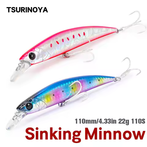 TSURINOYA NEW COLOR Sinking Minnow 110S DW77 110mm 22g Long Casting Fishing Lure Large Trout Seabass