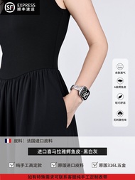 สายนาฬิกาแอปเปิ้ลวอทช์ของแท้ หนัง เส้นเข้ากันได้กับสายรัดสมาร์ทวอทช์ S11 Herms iWatch10/9/SE3 สำหรับ