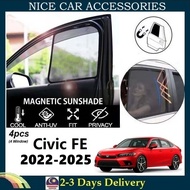 Honda Civic FE 2022-2025 Fit Magnetic Sunshade 【4pcs】 Accessories Automotive Car