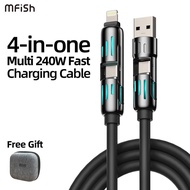 1pc Kabel Pengecas Berbilang USB, MFISH, 4-dalam-1, dengan USB A, Jenis C, Flash-Max, Pengecasan Pan