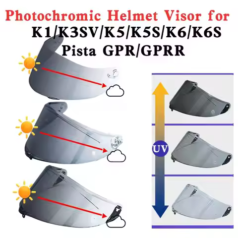 Photochromic Helmet visor for AGV K1/K3SV/K5/K5S/K6/K6S Replacement visor Pista GPR/GPRR CORSA R Vis