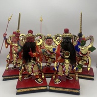 Camphor Wood Carving, 27cm Set, General Five Battalion Statue, Nezha Third Prince, Zhao, Marshal Kan