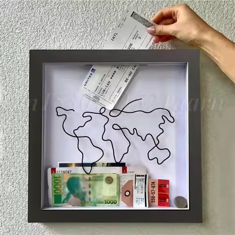 Travel Adventure Archive Shadow Box Map Photo Frame Deposit Box Wooden Funny Keepsake Box Gifts for 