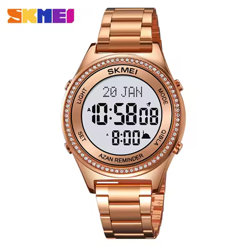 SKMEI Muslim Watch Men's Worship Electronic Watch Multi functional Night Light Prayer Reminder Men's