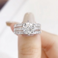 DWJ 2CT Glittering Certified Moissanite Diamond Ring Set For Women Gift 925 Sterling Silver Hot Sale