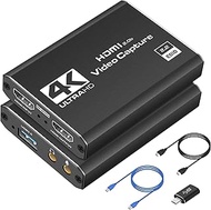 4K HDMI Video Capture Card, Cam Link Game Capture Card Nintendo Switch, 1080P 60fps Audio Video USB 
