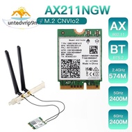 Network Card PCB Network Card AX211NGW+Dual Antenna WiFi 6E M.2 Key E CNVio2 2.4Ghz/5Ghz 802.11Ac Bl