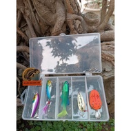 Sét 5 mồi Câu Cá Giả kèm hộp nhựa chất lượng -  Bộ mồi Câu lure chuyên câu Rô Phi Rô Ta Lóc sộp.....