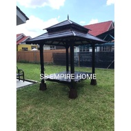 Gazebo 5x6 Double Roof Cengal Wood Pondok Kayu Handmade Outdoor Garden Fence Ladder Taman Bunga Paga