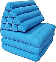 Floor pillow cushion, Thai cushion mattress, kapok pillow, triangle cushion floor pillow (plain blue)