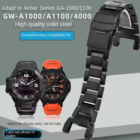 For Casio GA-1000 ga1100 resin silicone strap Bracelet GW-A1000 GW A1100 4000 Stainless Steel Strap 