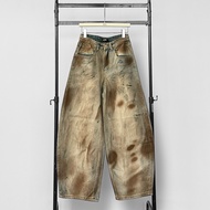 Atipashop - CANVAS CLASH BARREL JEANS กางเกงยีนส์ ขายาว ทรงบาเรล ดีเทลพ้นสี