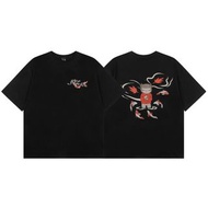 Derschutze美潮新款前後重工刺繡錦鯉魚福娃休閒寬鬆圓領短袖T恤