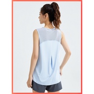 Ladies Split Loose Yoga Vest, Fitness Running Gauze Loose Ladies Sleeveless Blouse, Sports Sleeveles