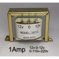 TRANSFORMER 1Amp 12V x 2 center tap Secondary Voltage, Primary Voltage 110V 220VAC, MODEL 1AT12