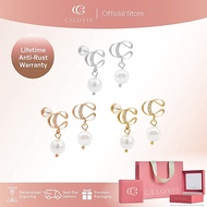 [ BUY 2 GET RM100 OFF + FREE GIFT ] CELOVIS Unbreakable You Pearl Drop Earrings (Gold/ Rose Gold/ Wh