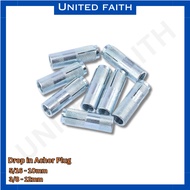 Drop in Anchor Plug Stud Rod Plug Ceiling Anchor Plug 10mm 12mm 5/16 3/8