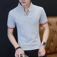 Men's Polo Shirt Summer Short-sleeved T-shirt Casual Solid Color Polo Shirt for Emn Loose Lapel Tops