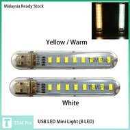 8 LED Portable USB LED Light Mini LED USB Light White Yellow Light
