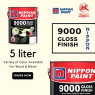 Nippon Paint 9000 GLOSS FINISH (WHITE/COLOUR) 5L Wood & Metal N9000 (Song Fatt) Cat Besi/铁漆/Platone/