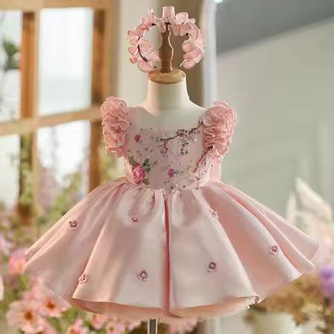New Baby High-End Dress Is Suitable for 0-4-Year-Old Baby Old Party Dress Girl Dress Embroidered Swe