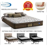 🇲🇾 🔥Best Free Delivery🔥 Dreamland Marvellous Latex Top Mattress Tilam Queen King Size Bedframe Full Set 弹簧床褥天然乳胶+床架