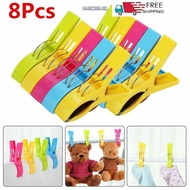 NARCISSUS13A0E 8PCS Clothes Clips, Durable XXL Beach Towel Clips, Colorful Sturdy Plastic Chair Clip